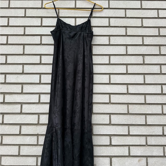 19 Cooper Black Floral Jacquard Satin Midi Dress Slip Flare NWT M Cocktail 90s - Picture 11 of 13